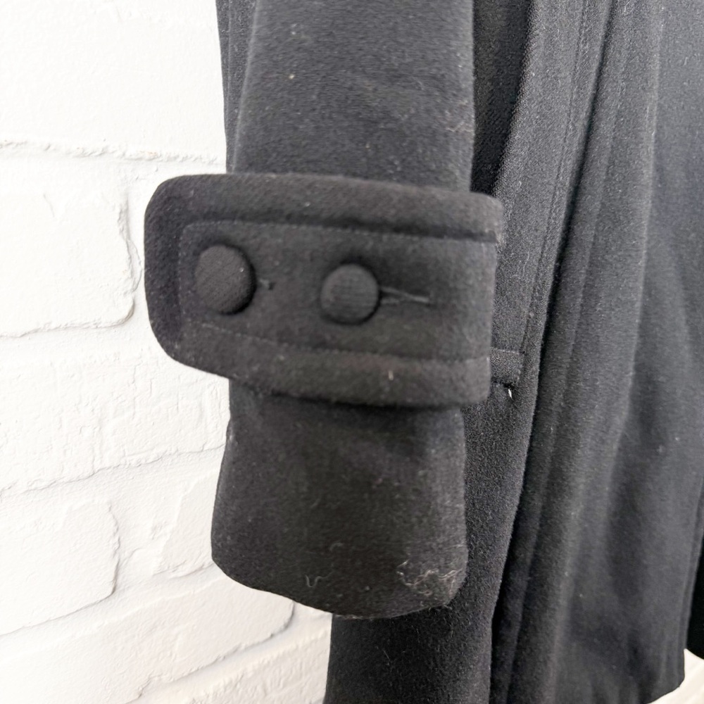 Lux Black Wool Blend Double Breasted Hooded Coat XS - Picture 4 of 12